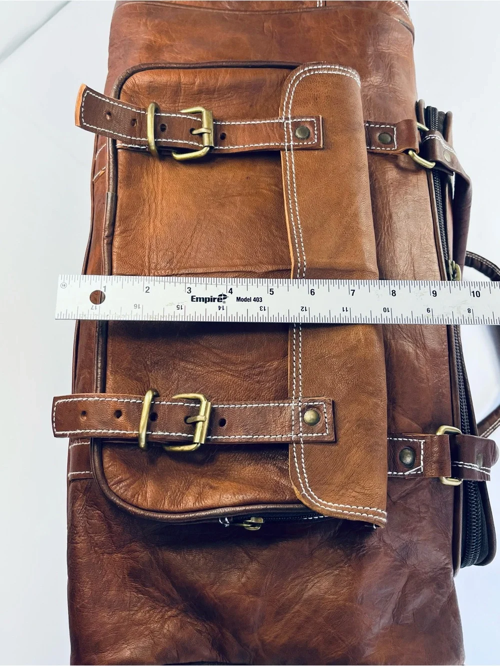 Classic Genuine Brown Leather Traveler Weekender Duffel Bag (Hand Made)